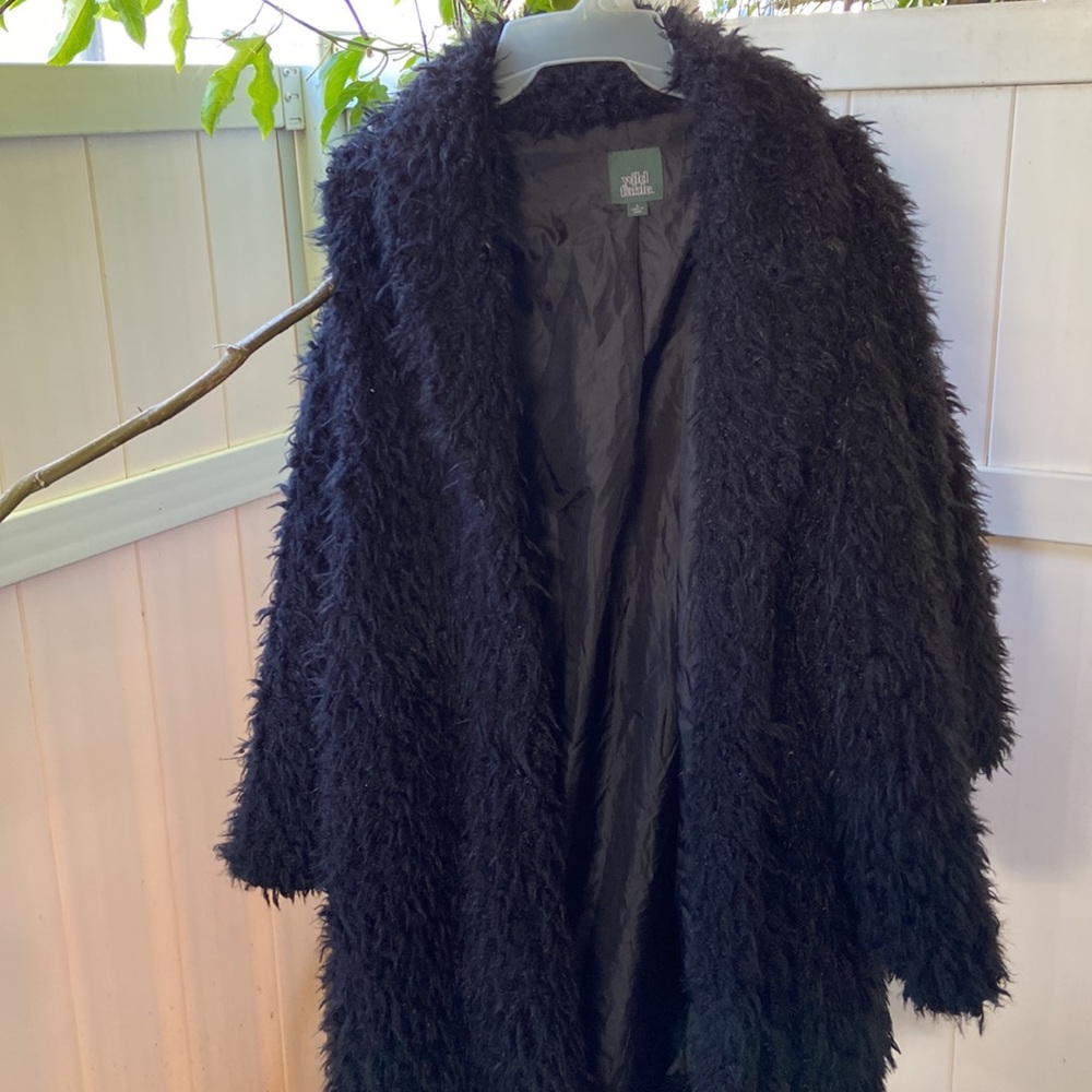 Wild fable coat size small black fur faux coat